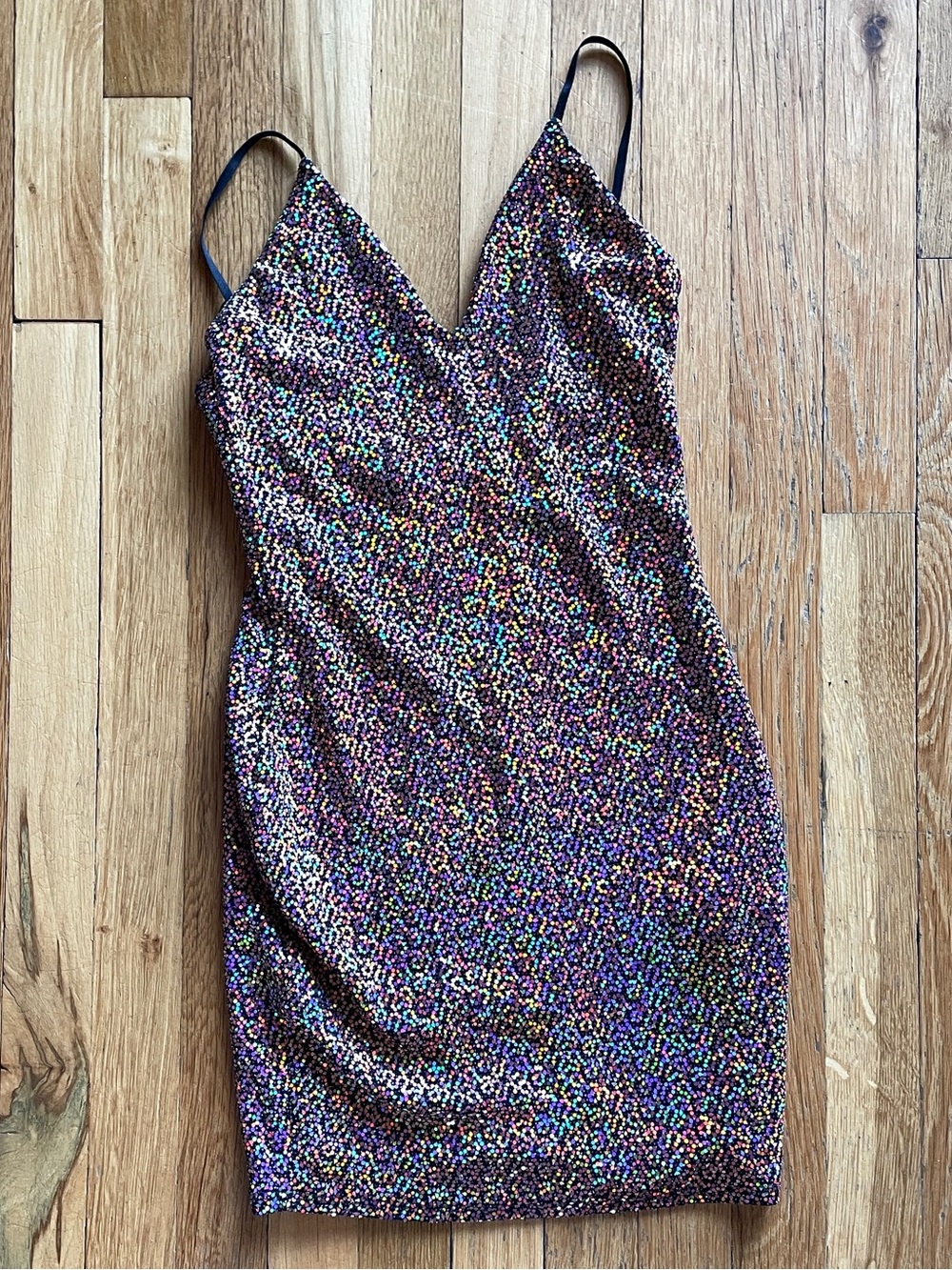 Vintage Early 2000’s Olive Tree Mini Dress Size S/XS Rainbow 🌈 SPARKLE ✨